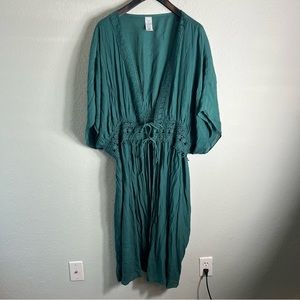 Time & Tru Plus Size Green Lace Swimsuit Coverup - 2X